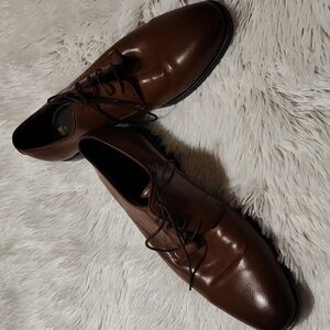 H&M Mens Faux Leather Oxford Dress Shoes Brown Lace-Up Ombre Size 10 (EU 43)